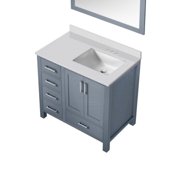 Jacques 36 in. W x 22 in. D Right Offset Dark Grey Bath Vanity, Cultured Marble Top, and 34 in. Mirror