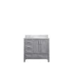 Jacques 36 in. W x 22 in. D Right Offset Distressed Grey Bath Vanity and Carrara Marble Top