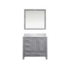 Jacques 36 in. W x 22 in. D Right Offset Distressed Grey Bath Vanity, Carrara Marble Top, and 34 in. Mirrors