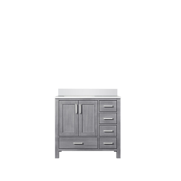 Jacques 36 in. W x 22 in. D Left Offset Distressed Grey Bath Vanity and Cultured Marble Top