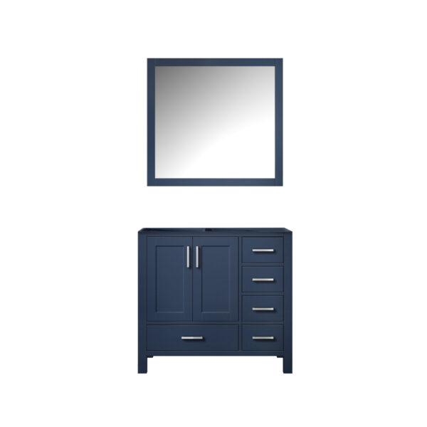 Jacques 36 in. W x 22 in. D Left Offset Navy Blue Bath Vanity and 34 in. Mirrors