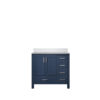 Jacques 36 in. W x 22 in. D Left Offset Navy Blue Bath Vanity and Cultured Marble Top