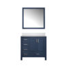 Jacques 36 in. W x 22 in. D Right Offset Navy Blue Bath Vanity, Cultured Marble Top, and 34 in. Mirror