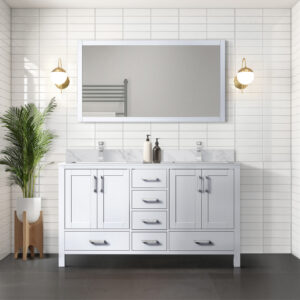 Jacques 60 in. W x 22 in. D White Double Bath Vanity and 58 in. Mirror