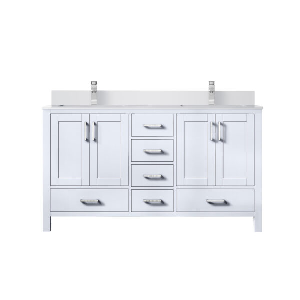 Jacques 60 in. W x 22 in. D White Double Bath Vanity, White Quartz Top, and Faucet Set