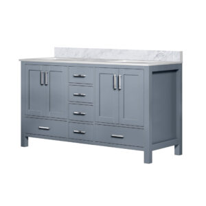 Jacques 60 in. W x 22 in. D Dark Grey Double Bath Vanity and Carrara Marble Top