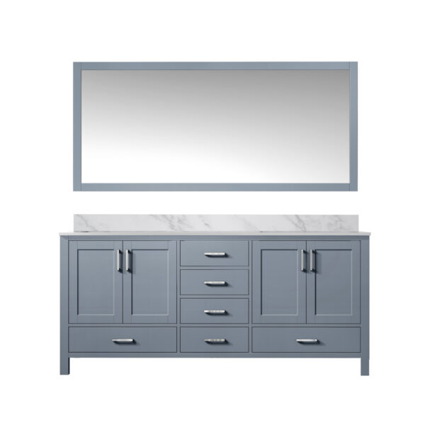 Jacques 60 in. W x 22 in. D Dark Grey Double Bath Vanity, Carrara Marble Top, and 58 in. Mirror