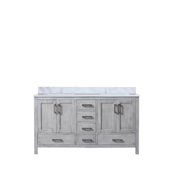 Jacques 60 in. W x 22 in. D Distressed Grey Double Bath Vanity and Carrara Marble Top