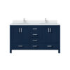 Jacques 60 in. W x 22 in. D Navy Blue Double Bath Vanity, White Quartz Top, and Faucet Set