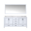 Jacques 72 in. W x 22 in. D White Double Bath Vanity, Carrara Marble Top, and 28 in. Mirror