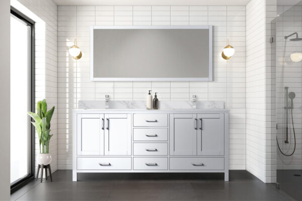 Jacques 72 in. W x 22 in. D White Double Bath Vanity and 28 in. Mirror