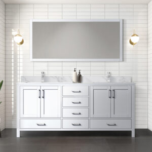 Jacques 72 in. W x 22 in. D White Double Bath Vanity and 28 in. Mirror