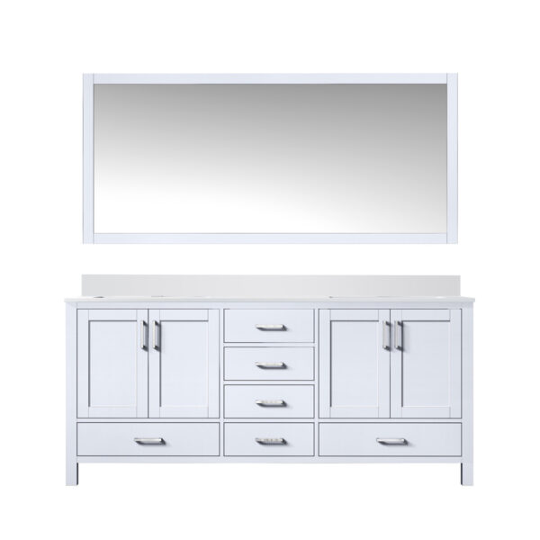 Jacques 72 in. W x 22 in. D White Bath Vanity, Cultured Marble Top, and 28 in. Mirror