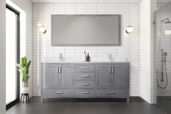 Jacques 72 in. W x 22 in. D Distressed Grey Bath Vanity and Cultured Marble Top