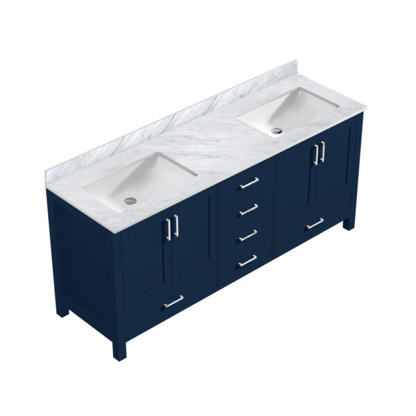 Jacques 72 in. W x 22 in. D Navy Blue Double Bath Vanity and Carrara Marble Top