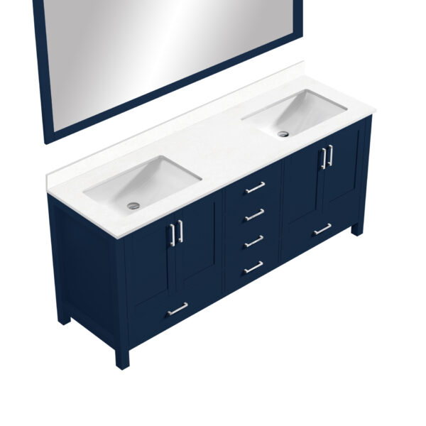 Jacques 72 in. W x 22 in. D Navy Blue Bath Vanity, Cultured Marble Top, and 28 in. Mirror