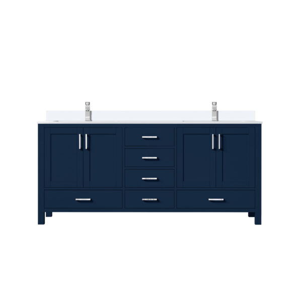 Jacques 72 in. W x 22 in. D Navy Blue Double Bath Vanity, White Quartz Top, and Faucet Set