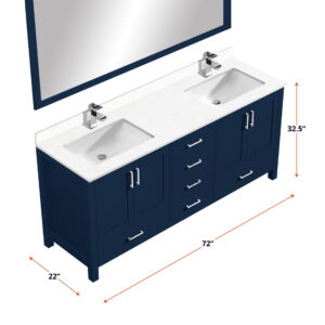 Jacques 72 in. W x 22 in. D Navy Blue Bath Vanity and Cultured Marble Top