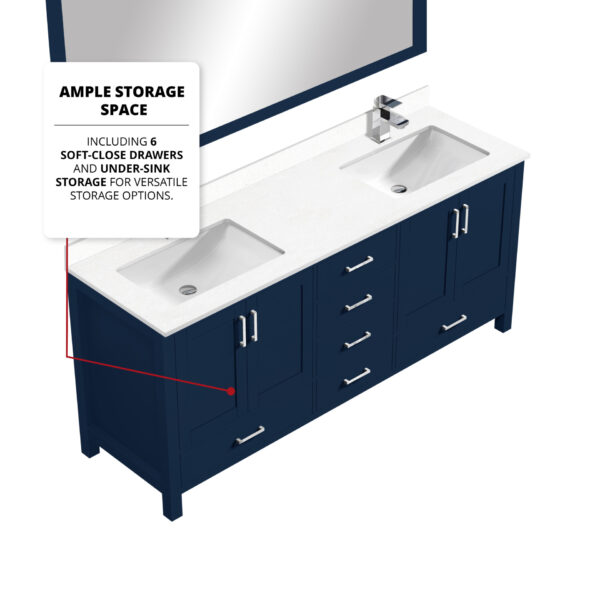 Jacques 72 in. W x 22 in. D Navy Blue Bath Vanity and Cultured Marble Top