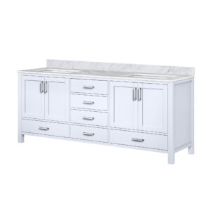 Jacques 80 in. W x 22 in. D White Double Bath Vanity and Carrara Marble Top