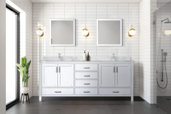 Jacques 80 in. W x 22 in. D White Double Bath Vanity and 30 in. Mirrors