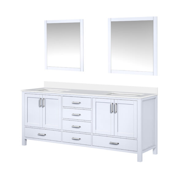 Jacques 80 in. W x 22 in. D White Bath Vanity, Cultured Marble Top, and 30 in. Mirror