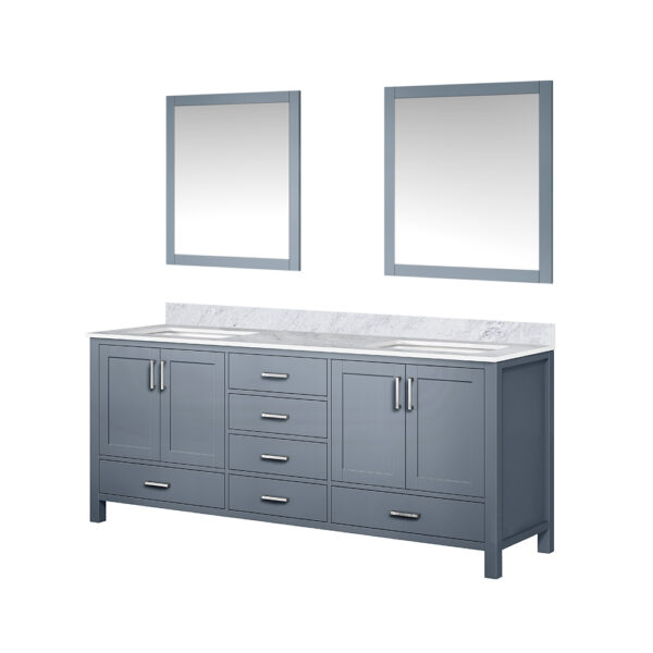 Jacques 80 in. W x 22 in. D Dark Grey Double Bath Vanity, Carrara Marble Top, and 30 in. Mirrors