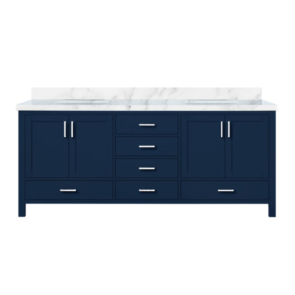 Jacques 80 in. W x 22 in. D Navy Blue Double Bath Vanity and Carrara Marble Top