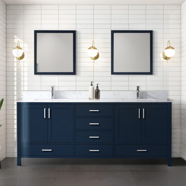 Jacques 80 in. W x 22 in. D Navy Blue Double Bath Vanity and 30 in. Mirrors