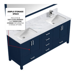 Jacques 80 in. W x 22 in. D Navy Blue Double Bath Vanity and 30 in. Mirrors