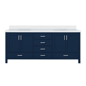 Jacques 80 in. W x 22 in. D Navy Blue Bath Vanity and Cultured Marble Top