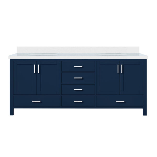 Jacques 80 in. W x 22 in. D Navy Blue Bath Vanity and Cultured Marble Top