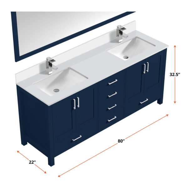 Jacques 80 in. W x 22 in. D Navy Blue Bath Vanity and Cultured Marble Top