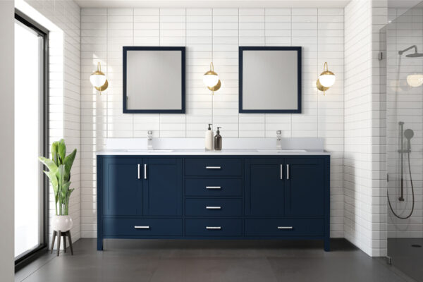 Jacques 80 in. W x 22 in. D Navy Blue Bath Vanity and Cultured Marble Top