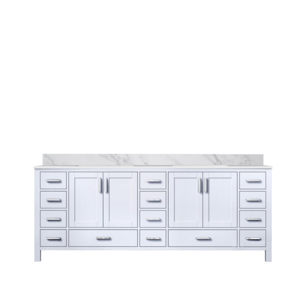 Jacques 84 in. W x 22 in. D White Double Bath Vanity and Carrara Marble Top