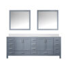 Jacques 84 in. W x 22 in. D Dark Grey Bath Vanity, Cultured Marble Top, and 34 in. Mirror