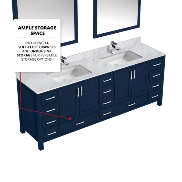 Jacques 84 in. W x 22 in. D Navy Blue Double Bath Vanity and 34 in. Mirrors