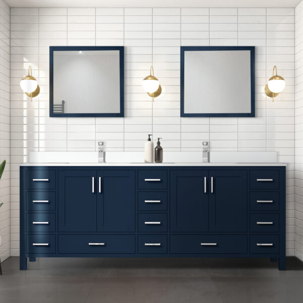 Jacques 84 in. W x 22 in. D Navy Blue Bath Vanity and Cultured Marble Top