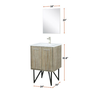 Lancy 24W x 20D Rustic Acacia Bath Vanity and White Quartz Top