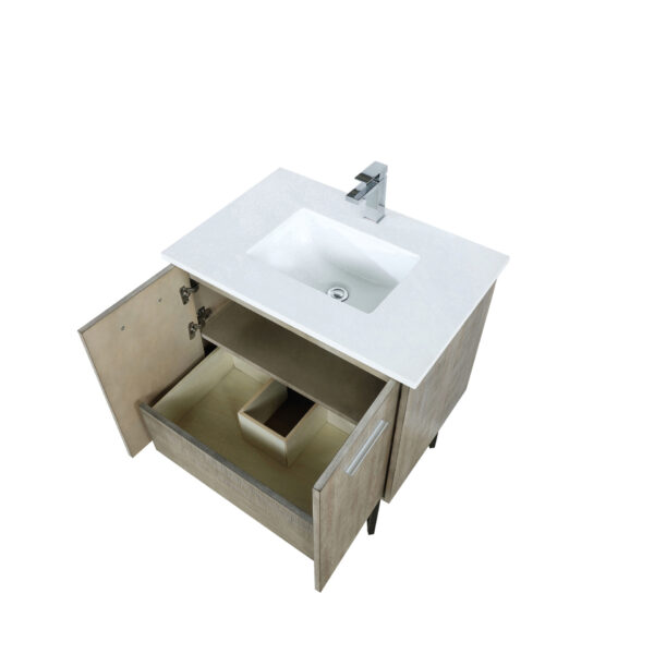 Lancy 30W x 20D Rustic Acacia Bath Vanity, Cultured Marble Top and Chrome Faucet Set