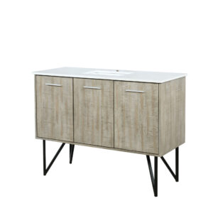 Lancy 48W x 20D Rustic Acacia Bath Vanity and White Quartz Top