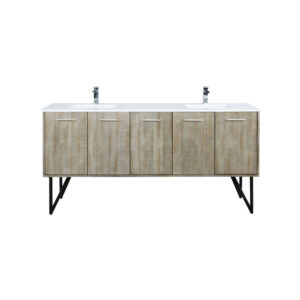 Lancy 72W x 20D Rustic Acacia Double Bath Vanity, Cultured Marble Top and Chrome Faucet Set