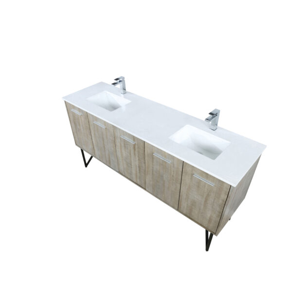 Lancy 72W x 20D Rustic Acacia Double Bath Vanity, Cultured Marble Top and Chrome Faucet Set