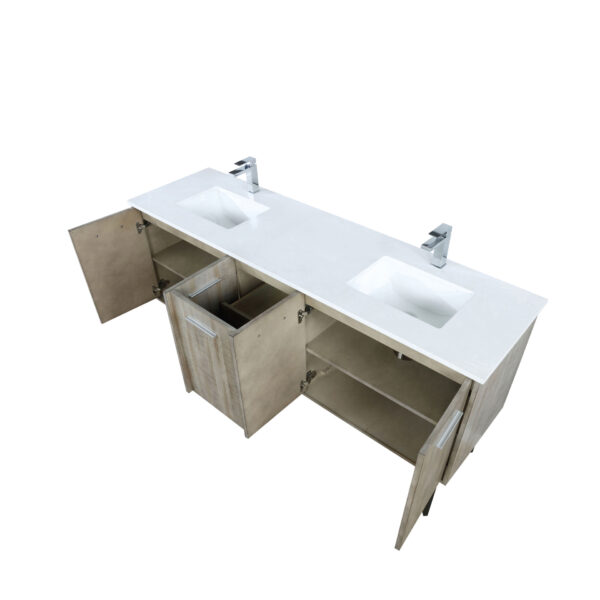 Lancy 72W x 20D Rustic Acacia Double Bath Vanity, Cultured Marble Top and Chrome Faucet Set