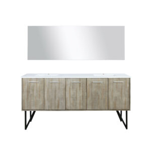 Lancy 72W x 20D Rustic Acacia Double Bath Vanity, Cultured Marble Top and 70Mirror