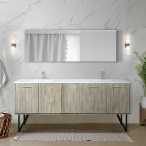 Lancy 80W x 20D Rustic Acacia Double Bath Vanity, Cultured Marble Top and Chrome Faucet Set