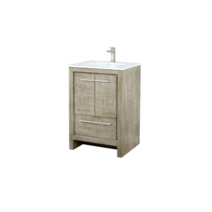 Lafarre 24W x 20D Rustic Acacia Bath Vanity, Cultured Marble Top and Brushed Nickel Faucet Set