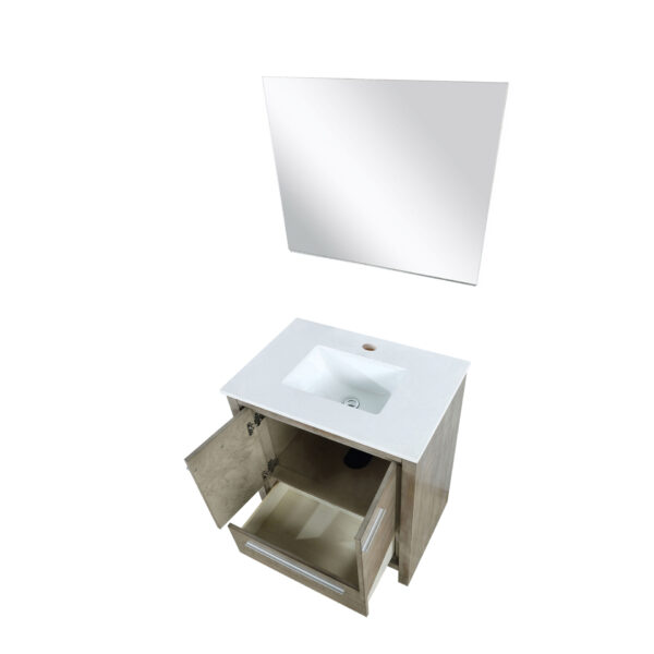 Lafarre 30W x 20D Rustic Acacia Bath Vanity, Cultured Marble Top and 28Mirror