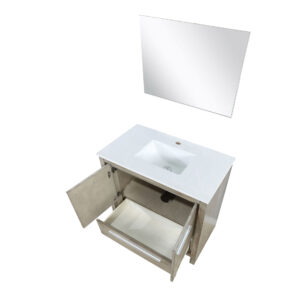 Lafarre 36W x 20D Rustic Acacia Bath Vanity, Cultured Marble Top and 28Mirror