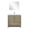 Lafarre 36W x 20D Rustic Acacia Bath Vanity, Cultured Marble Top, Chrome Faucet Set and 28Mirror